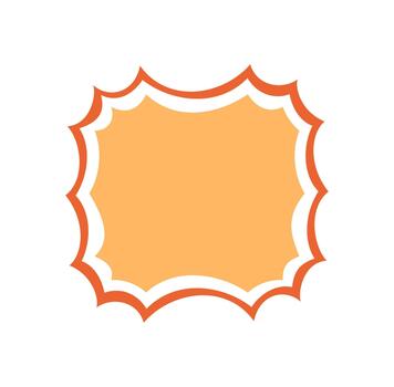 Groovy retro cartoon burst border shape in orange with funky y2k style. Funky frame forms a playful label and background, ideal for pop creative graphic or modern visual projects. vector