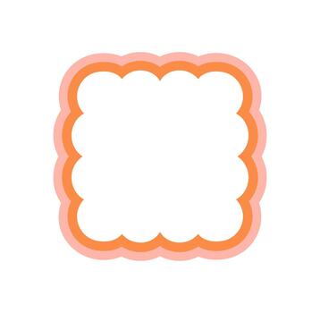 Groovy retro wavy scallop border frame with soft outline in rectangle shape. Abstract y2k style frame forms a graphic background and brings a playful touch to modern design projects and creative vector