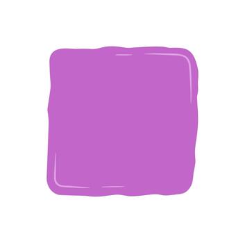 Hand drawn wavy fluid square patch in bold purple as main frame. Organic blob rectangle gives soft background or doodle text area, template for creative mockup, liquid border or label element. vector