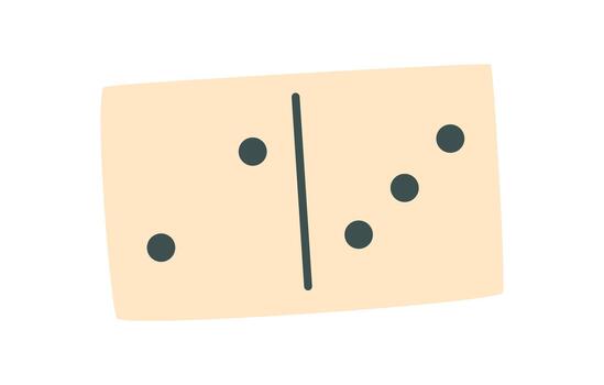 Flat black and white domino tile with simple dots. Classic boardgame piece ideal for table games. Timeless game element for fun, recreation, and strategy in graphic style. vector