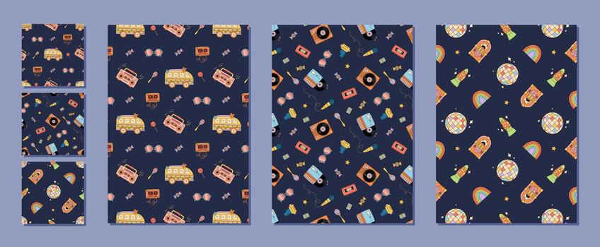 Colorful retro pattern design elements vector