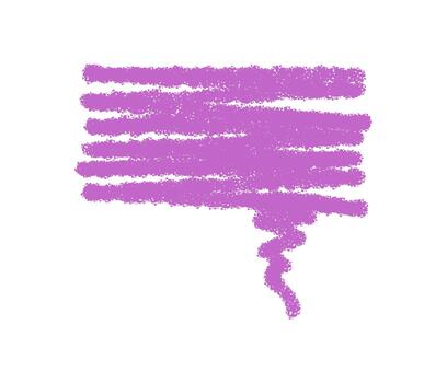 Rough chalk speech balloon with scribble style and comic icon elements. Purple chat balloon as talk message symbol, expressive textbox for dialogue or comment in modern communication visuals. vector