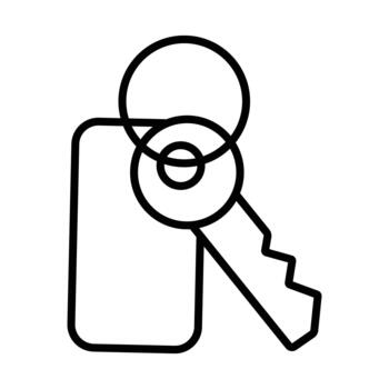 Key on a Keyring with Fob Icon. Simple Outline Illustration for Security and Access Concepts. vector