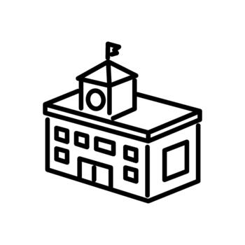 University campus building in perspective icon vector
