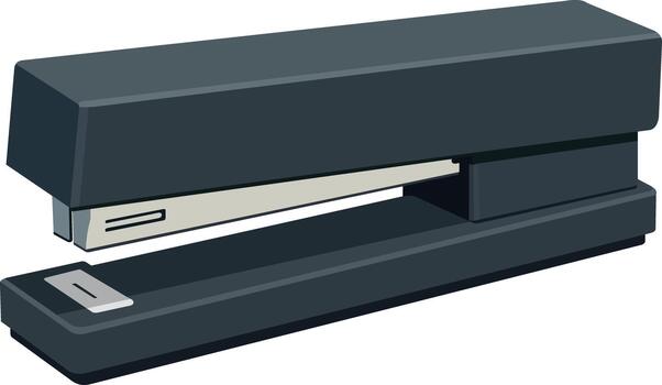 Modern dark gray stapler on clean white background, essential office supply for efficient document binding and organization vector