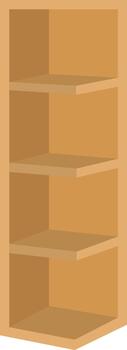 Wooden bookshelf with four shelves vector