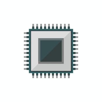 Clean Flat Design Depicting a Computer Processor vector
