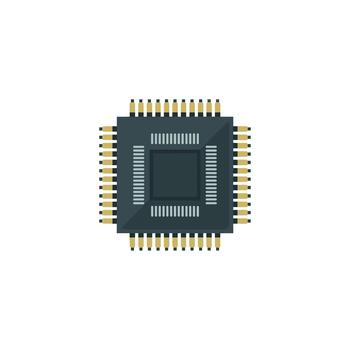 Flat Illustration of a CPU Processor Chip vector