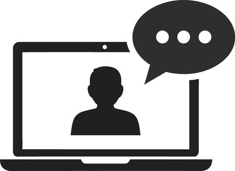 en línea comunicación concepto ordenador portátil usuario perfil habla burbuja icono para digital aprendizaje y remoto Interacción ilustración vector