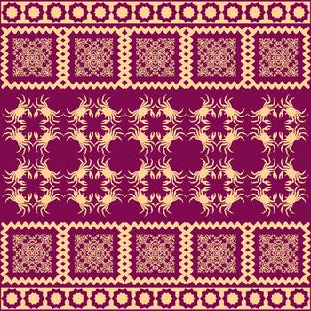 Thai crab pattern mixed with ancient Thai flowers, drawn and connected to form a silk pattern. vector