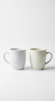 Design Template Two coffee mugs on a white background - Product Preview, Branding Display photo