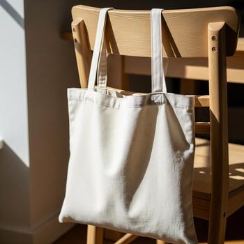 Branding Display Canvas Bag on Chair - Design Template, Product Preview, and Graphic Layout photo