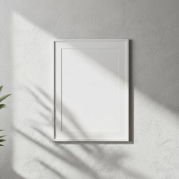 Blank White Picture Frame on a Wall, Perfect for Signs, Advertisements, and Design Templates, a Visual Prototype photo