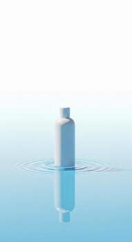 Minimal design product mockup of a cosmetic bottle on a clean background. Modern aesthetic for skincare packaging branding display photo