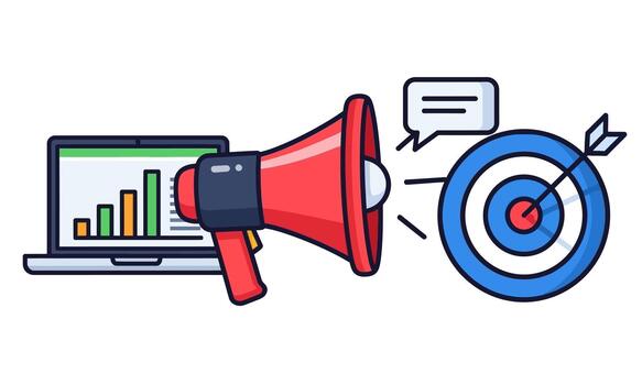 Targeted Marketing Strategy with Data Analysis and Communication. vector