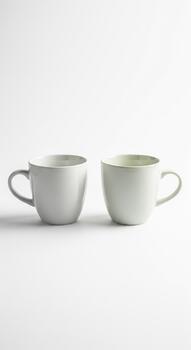 Product Preview Two White Coffee Mugs for Design Template, Branding Display, or Client Presentation photo