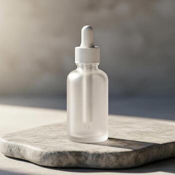 Minimal design cosmetic bottle product mockup with studio lighting and clean background for modern skincare packaging branding display photo