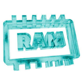 3D ram memory shapes in frosted blue ice glass style, isolated on a transparent background. Glassmorphism icons and 3D elements for modern graphic design. png