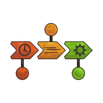 Arrow Flowchart Diagram with Clock and Gear vector