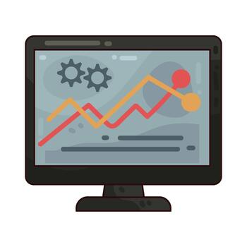 Computer screen displaying analytics and graphs vector