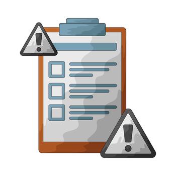 portapapeles con Lista de Verificación y advertencia firmar vector