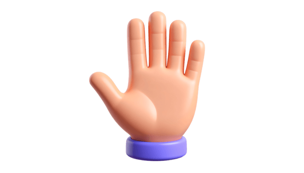 en återges hand med ett öppen handflatan och fingrar förlängt, föreslår en hälsning, hög femma, eller en begäran till sluta något. png