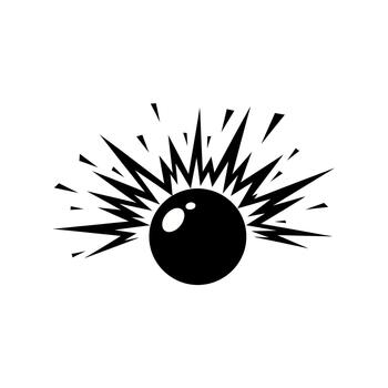 Exploding Sphere Graphic Dynamic Black and White Illustration. vector