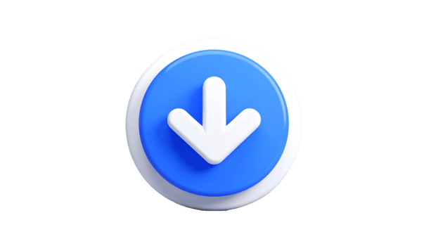 A vibrant blue circle features a prominent white downward-pointing arrow, symbolizing download, progress, or a transition to a lower section of a webpage or application interface. png