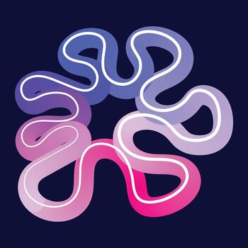 resumen vistoso flor forma con degradado en un oscuro azul antecedentes vector