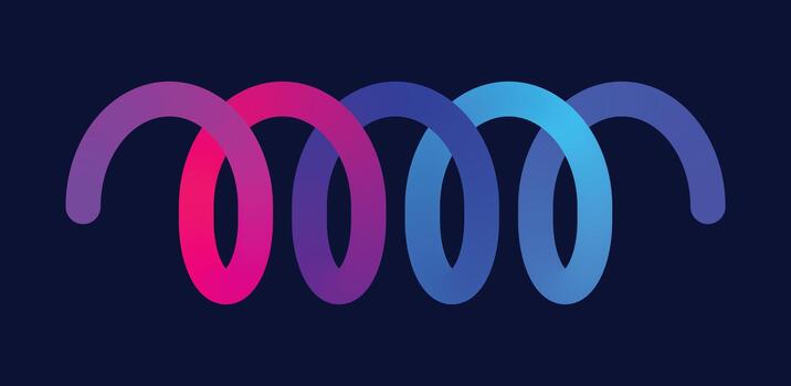 Vibrant gradient spiral shape on dark background for modern design concept vector