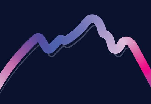 Abstract mountain range with gradient colors on a dark blue background vector