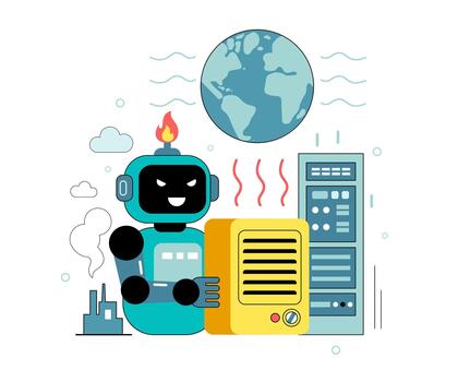 Cartoon robot with computer equipment vector