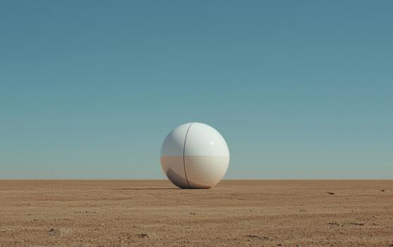 A white egg sitting in the middle of a desert photo