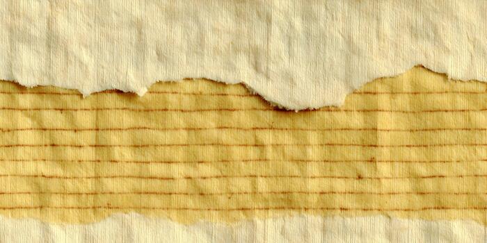 esta resumen antecedentes vitrinas antiguo Rasgado papel con un rústico crema texturizado borde y un afligido amarillo a rayas centrar foto