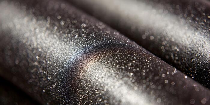 A close up view reveals a dark surface with sparkling silver particles reflecting light in an abstract pattern photo