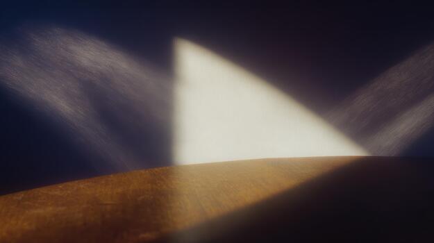 Light beams cast shadows on a wooden surface photo