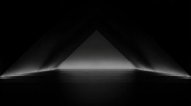 Bright geometric shapes create striking contrast in darkness photo