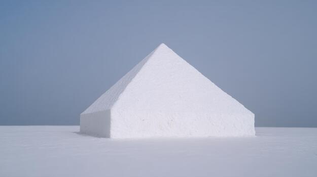 White pyramid structure on a clean surface photo