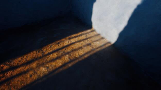Shadows and light create patterns on the floor in a room photo