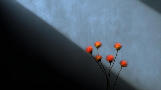 Vibrant flowers illuminated by soft light in a dark space photo