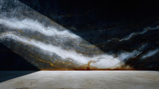 único pared modelo iluminado por luz de sol en un oscuro habitación foto