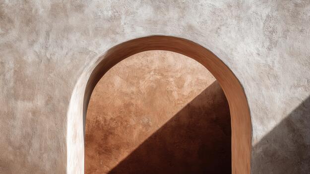 Architectural arch with natural light and shadows photo