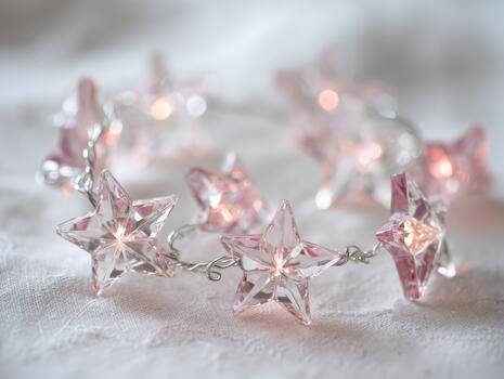 Decorative string of sparkling pink star lights photo