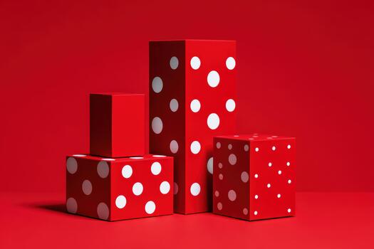 Bright red boxes with white dots on a simple background photo
