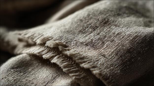 Textured fabric close-up with frayed edges photo