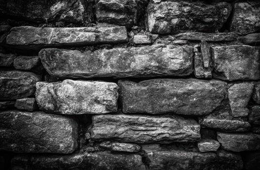 Stone wall with textured surfaces and patterns photo