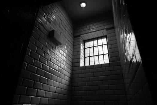 Serene black and white bathroom with a window photo