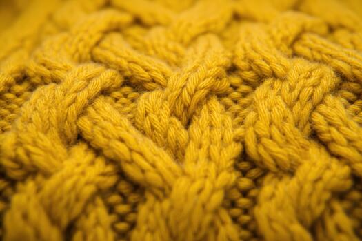 Beautiful yellow knitted texture with intricate patterns photo