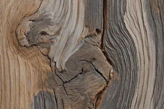 Unique wood grain with intricate patterns in natural light photo