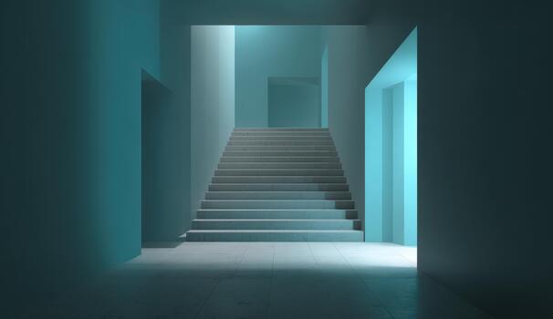 Modern architectural design with a serene staircase view photo